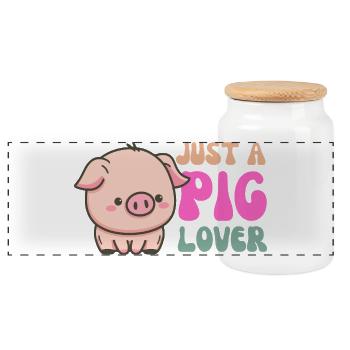Mignon cochon amoureux illustration pour la mode - Boîte à biscuits avec couvercle en bois - blanc - Devant