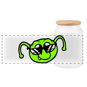 Raupe Sonnenbrille Cool Lächeln Frech Spaß Comic - Panorama Keksdose mit Holzdeckel - Weiß - Vorne