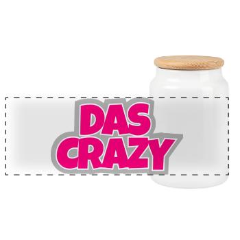 The Crazy - crazy, eye-catching and simply funny - Panoramic Cookie Jar with Wooden Lid - white - Front