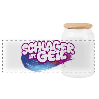 Schlager ist geil Neon Pinsel Pink Schlagermusik - Boîte à biscuits avec couvercle en bois - blanc - Devant