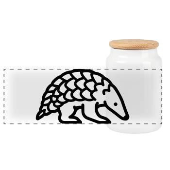 pangolin - Panoramic Cookie Jar with Wooden Lid - white - Front