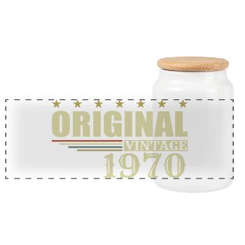 Anniversaire de 1970 - 1970 - Boîte à biscuits avec couvercle en bois - blanc - Devant