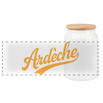 Ardèche Schriftzug - Panorama Keksdose mit Holzdeckel - Weiß - Vorne