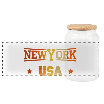 New York USA Vintage Citation - Fan de New York - Boîte à biscuits avec couvercle en bois - blanc - Devant