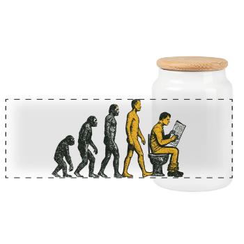 Evolution zum Klo-Mann Grunge Lustig - Panorama Keksdose mit Holzdeckel - Weiß - Vorne