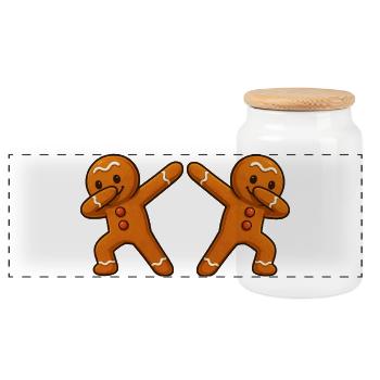  Lebkuchenmann Dabbing 2 - Panorama Keksdose mit Holzdeckel - Weiß - Vorne