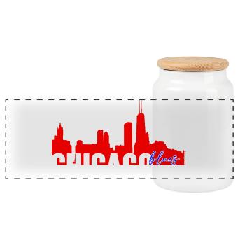 Chicago Blues - Boîte à biscuits avec couvercle en bois - blanc - Devant