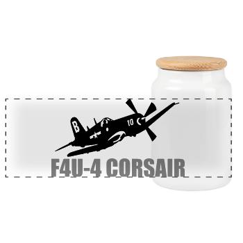 F4U 4 Corsair - Boîte à biscuits avec couvercle en bois - blanc - Devant