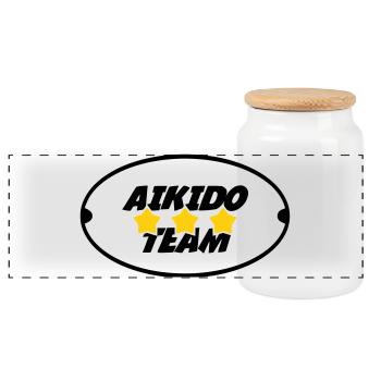 Aïkido Team - Boîte à biscuits avec couvercle en bois - blanc - Devant