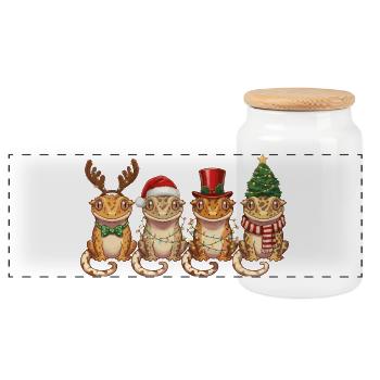 Lumières de Noël Gecko Couronne - Boîte à biscuits avec couvercle en bois - blanc - Devant