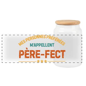 Father-fect Gift Personalized Dad Humor - Panoramic Cookie Jar with Wooden Lid - white - Front