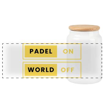 Padel World Off - Contrast Design - Panoramic Cookie Jar with Wooden Lid - white - Front