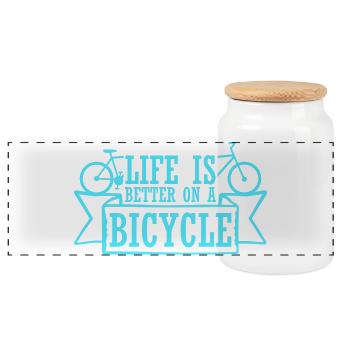 Life is better on a bicycle Cycling Saying Sport - Panoramic Cookie Jar with Wooden Lid - white - Front