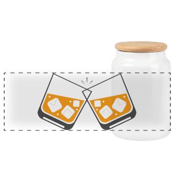 Tinkling Glasses of Friendship - Panoramic Cookie Jar with Wooden Lid - white - Front
