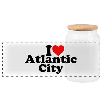 I love Atlantic City - USA - New Jersey - America - Panoramic Cookie Jar with Wooden Lid - white - Front
