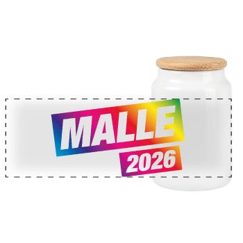 Malle 2026 Colorée Majorque - Boîte à biscuits avec couvercle en bois - blanc - Devant