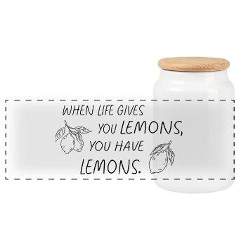 When Life Gives You Lemons Statement - Panorama Keksdose mit Holzdeckel - Weiß - Vorne