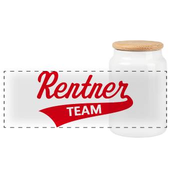 Rentner Team (Senioren Team / Red) - Panorama Keksdose mit Holzdeckel - Weiß - Vorne