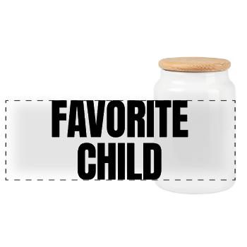 Favorite child - Panoramic Cookie Jar with Wooden Lid - white - Front