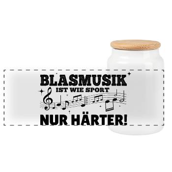 La musique de cuivres – mais plus dure que le sport - Boîte à biscuits avec couvercle en bois - blanc - Devant