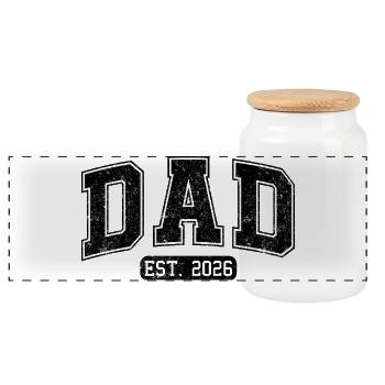 Papa est en 2026 Nouveau Papa Papa sera la fête des pères en 2026 - Boîte à biscuits avec couvercle en bois - blanc - Devant