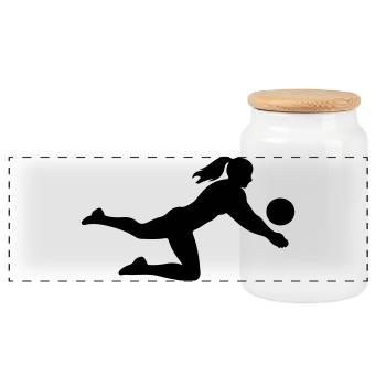Silhouette de volley-ball - Boîte à biscuits avec couvercle en bois - blanc - Devant