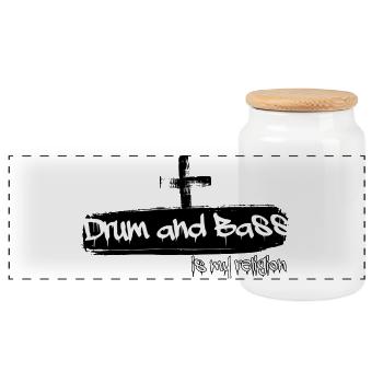Drum and Bass est ma religion - Drum and Bass, DnB - Boîte à biscuits avec couvercle en bois - blanc - Devant