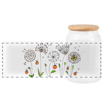 Blumen - Panorama Keksdose mit Holzdeckel - Weiß - Vorne