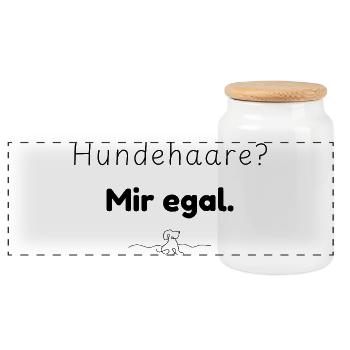 Hundehaare? Mir egal. Spruch für Hundemenschen - Panorama Keksdose mit Holzdeckel - Weiß - Vorne