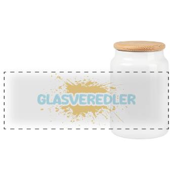 Gift for glass finisher - Panoramic Cookie Jar with Wooden Lid - white - Front