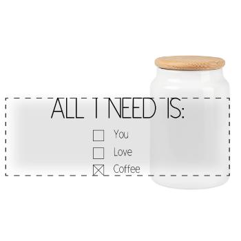 All I need is coffee - Boîte à biscuits avec couvercle en bois - blanc - Devant