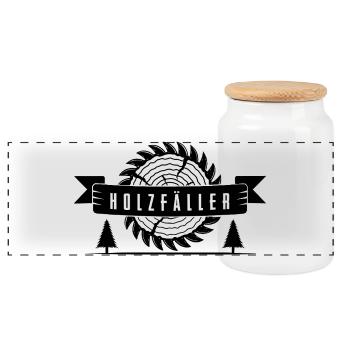 lumberjack - Panoramic Cookie Jar with Wooden Lid - white - Front