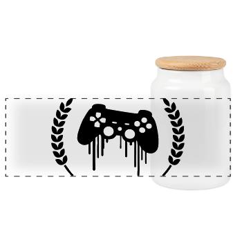 Gaming Controller Wreath - Panoramic Cookie Jar with Wooden Lid - white - Front