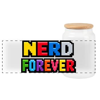 Nerd Forever – Pixel Art Rétro Gaming - Boîte à biscuits avec couvercle en bois - blanc - Devant