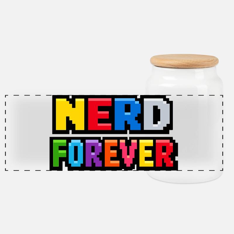 Nerd Forever – Pixel Art Rétro Gaming - Boîte à biscuits avec couvercle en bois - blanc