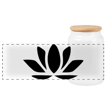 Lotusblume Lotusblüte Yoga Symbole schwarz - Panorama Keksdose mit Holzdeckel - Weiß - Vorne