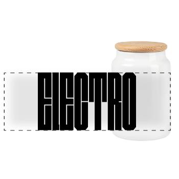 Electro music typography design - Panoramic Cookie Jar with Wooden Lid - white - Front
