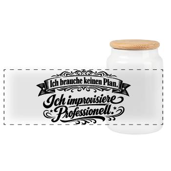 Ich brauche keinen Plan Shirt - Panorama Keksdose mit Holzdeckel - Weiß - Vorne