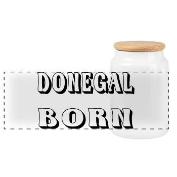 Donegal Born – Irish County Design - Panorama Keksdose mit Holzdeckel - Weiß - Vorne