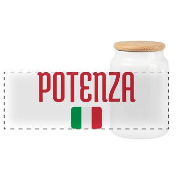 Potenza Italian Flag - Panoramic Cookie Jar with Wooden Lid - white - Front