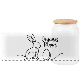 Joyeuses Pâques,Süßes Hasen Oster Shirt, Hoodie - Panorama Keksdose mit Holzdeckel - Weiß - Vorne