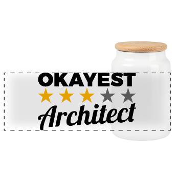Ordinary architect - Panoramic Cookie Jar with Wooden Lid - white - Front