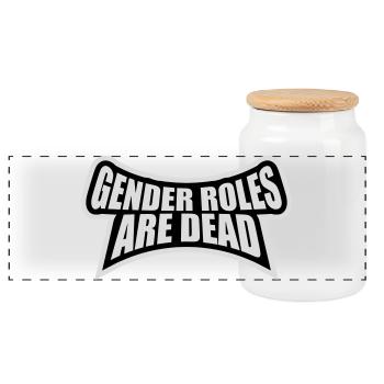 Gender Roles Are Dead Statement Freedom Saying - Panoramic Cookie Jar with Wooden Lid - white - Front