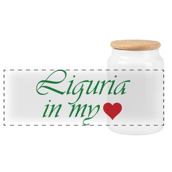 Liguria in My Heart - Panoramic Cookie Jar with Wooden Lid - white - Front