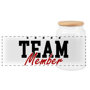 Team Member - Panoramic Cookie Jar with Wooden Lid - white - Front