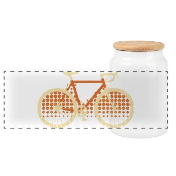 Vélo rétro vélo de route vintage - Boîte à biscuits avec couvercle en bois - blanc - Devant