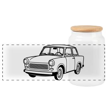 Trabi 601 Coupé - Boîte à biscuits avec couvercle en bois - blanc - Devant