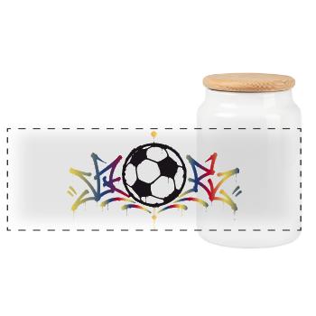 Football Graffiti Art de rue Motif urbain de football - Boîte à biscuits avec couvercle en bois - blanc - Devant