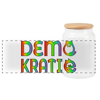 VIELFALT KATZEN DEMOKRATIE - Panorama Keksdose mit Holzdeckel - Weiß - Vorne