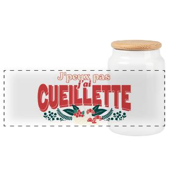 J'peux pas j'ai Cueillette - Boîte à biscuits avec couvercle en bois - blanc - Devant